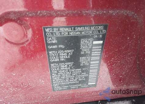 2016 Nissan Rogue Sv z USA, uszkodzony, nr VIN KNMAT2MV4GP689054